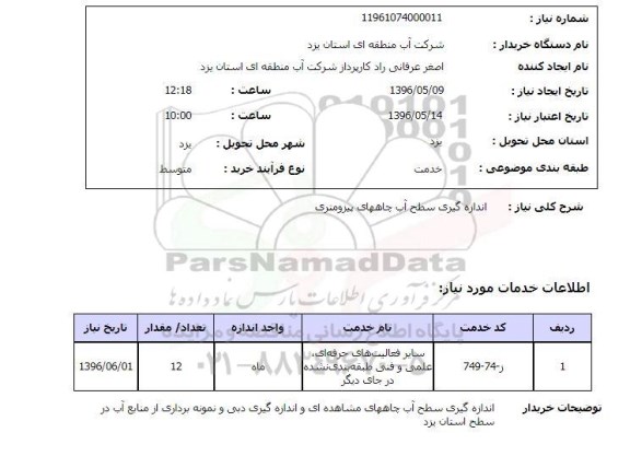 استعلام ,استعلام اندازه گیری سطح اب چاههای پیزومتری