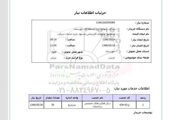 استعلام ، استعلام سایر فعالیت های تخصصی ساختمان 