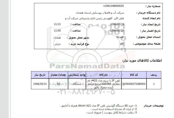 استعلام تلفن IP با سیم