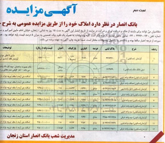 مزایده,مزایده عمومی فروش املاک نوبت دوم 