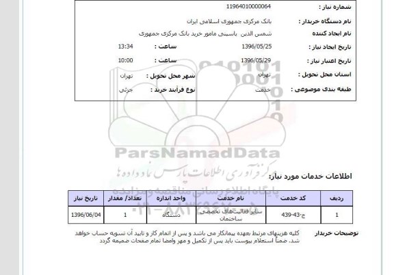 استعلام، استعلام سایر فعالیت های تخصصی ساختمان	