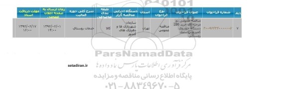 مناقصه عمومی خرید 286 دستگاه خوردوی کمپرسی سبک روستایی  