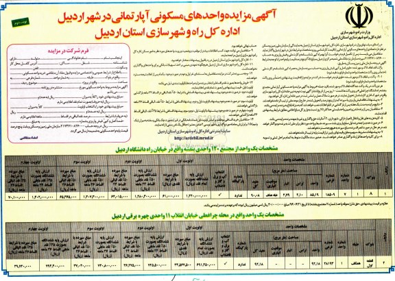 مزایده,مزایده واگذاری تعدادی از واحدهای مسکونی آپارتمانی نوبت دوم 