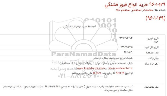 استعلام خرید انواع فیوز فشنگی