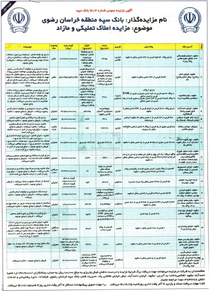 مزایده ,مزایده املاک تملیکی و مازاد 