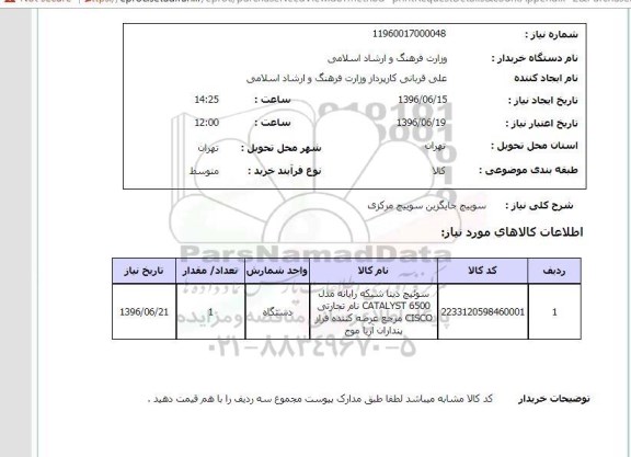 استعلام سوییچ جایگزین سوییچ مرکزی 