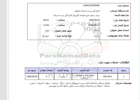 استعلام تعمیر رایانه و تجهیزات ارتباطی 