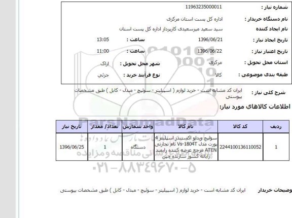 استعلام سوئیچ ویدئو اکستندر اسپلیتر