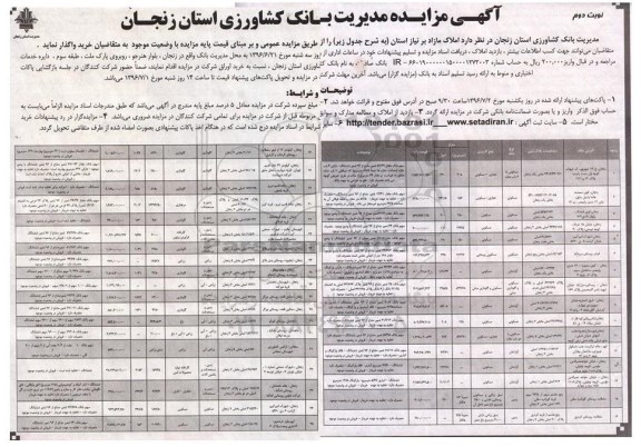 مزایده,مزایده فروش املاک مازاد بر نیاز استان نوبت دوم 