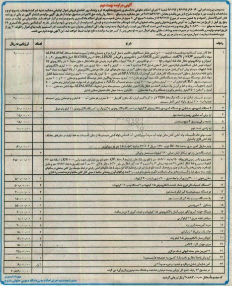 مزایده خط کامل تولید کنستانتره میوه ... نوبت دوم 