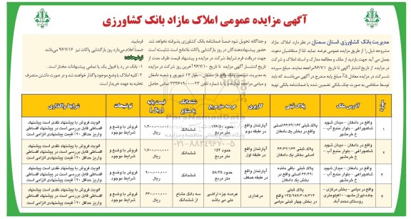 مزایده، مزایده املاک مازاد با کاربری آپارتمان و مرغداری 