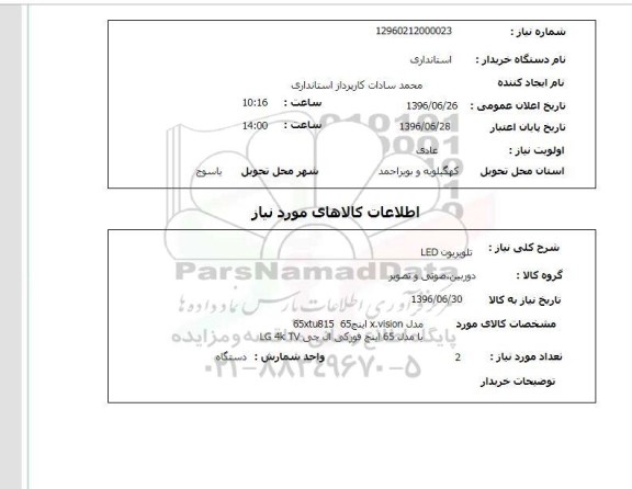 استعلام، استعلام تلویزیون LED