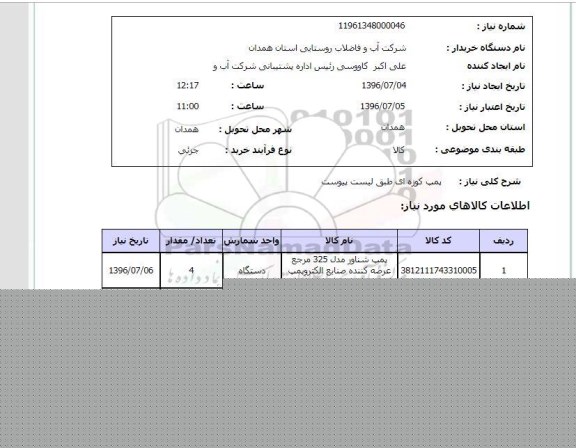 استعلام,استعلام پمپ کوزه ای 