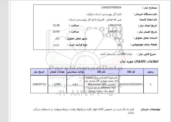 استعلام , استعلام پانسمان آماده