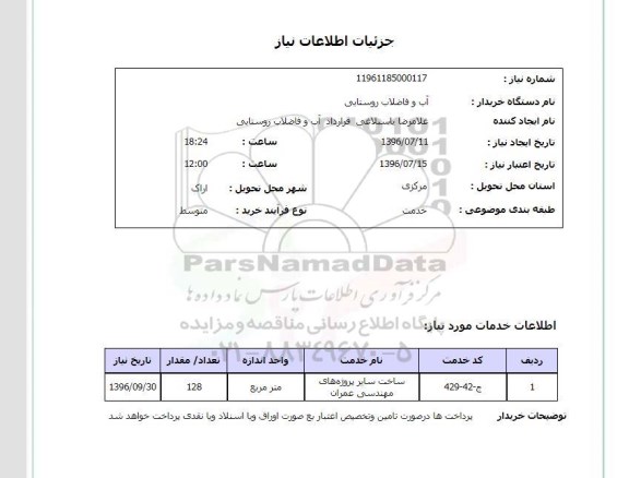 استعلام, استعلام ساخت سایر پروژه های مهندسی عمران 