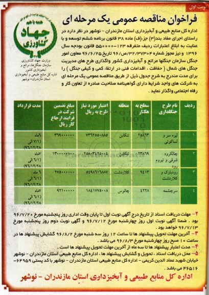 آگهی مناقصه , مناقصه واگذاری طرح مدیریت جنگل های شمال 