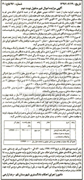 مزایده,ممزایده ملک مسکونی مشاع 84.20متر نوبت دوم 