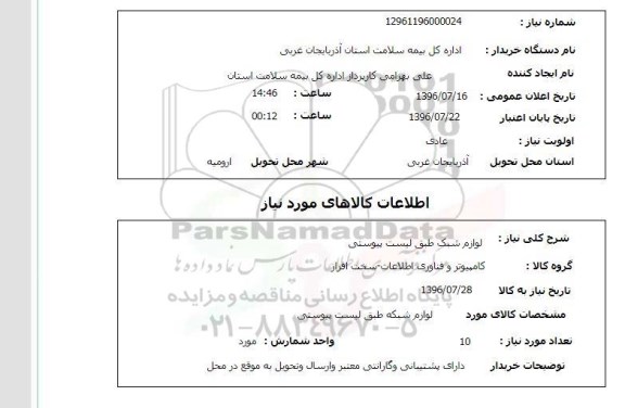 استعلام, استعلام لوازم شبک