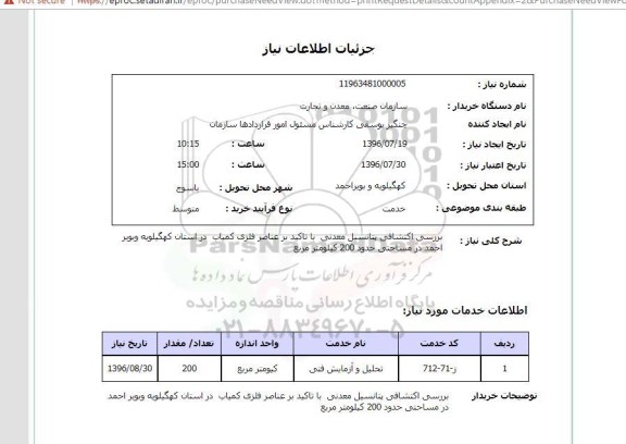 استعلام , استعلام بررسی اکتشافی پتانسیل معدنی