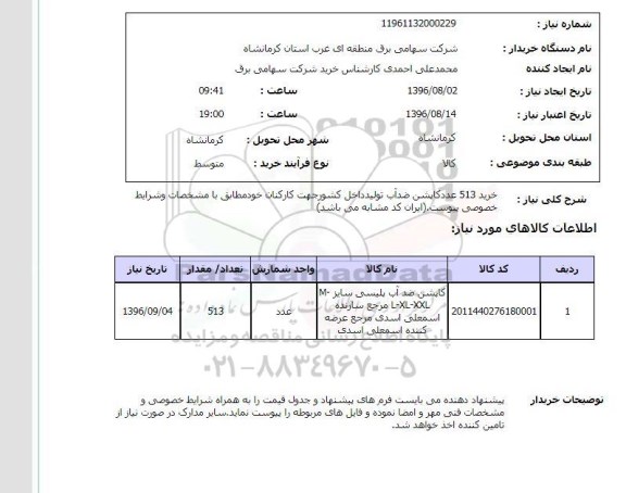 استعلام ,استعلام خرید ۵۱۳ عدد کاپشن ضد آب 