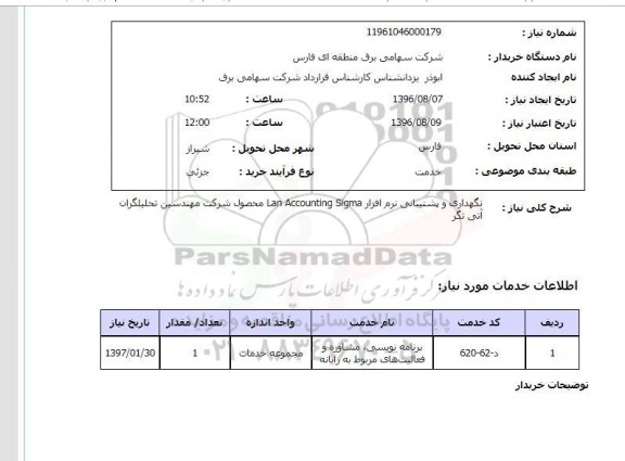 استعلام, استعلام نگهداری و پشتیبانی نرم افزار