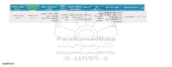 فراخوان ارزیابی کیفی انجام عملیات تعمیر و بهسازی سالن مسافری 