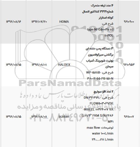 استعلام ، استعلام 4 عدد تیغه متحرک شماره 333 کنتاکتور اتصال کوتاه استارتر ....