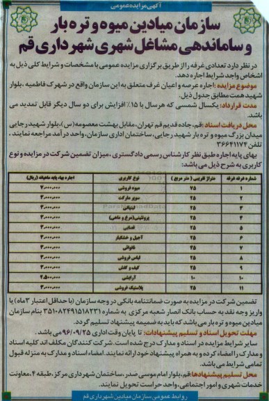 مزایده,مزایده اجاره عرصه و اعیان غرف 