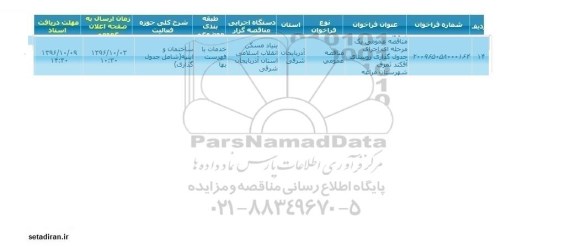 مناقصه عمومی, مناقصه اجرای جدولگذاری روستا