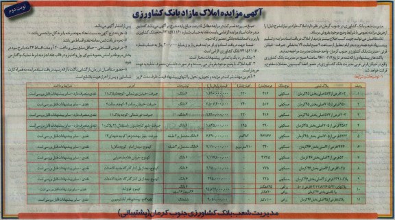 مزایده,مزایده فروش املاک مازاد بر نیاز نوبت دوم 