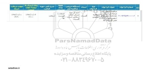 فراخوان , فراخوان آسفالت در تعدادی از روستاها