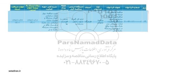 فراخوان دیوار منازل سازمانی گمرک 