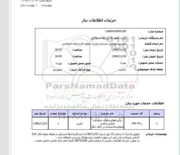 استعلام , استعلام سایر فعالیت های حرفه ای، علمی و فنی