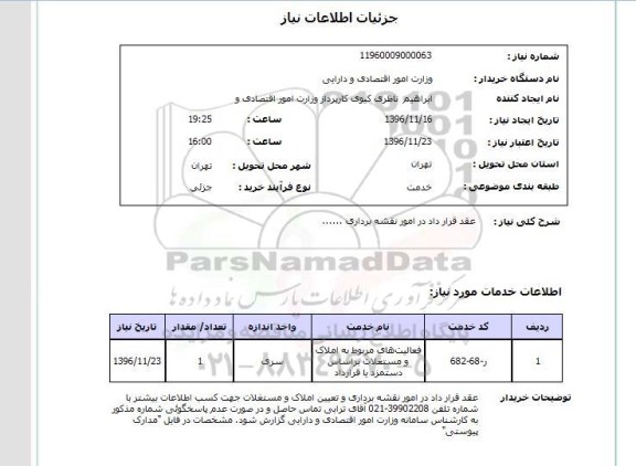 استعلام , استعلام عقد قرارداد در امور نقشه برداری 