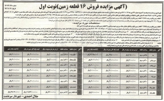 مزایده,مزایده فروش 16 قطعه زمین 