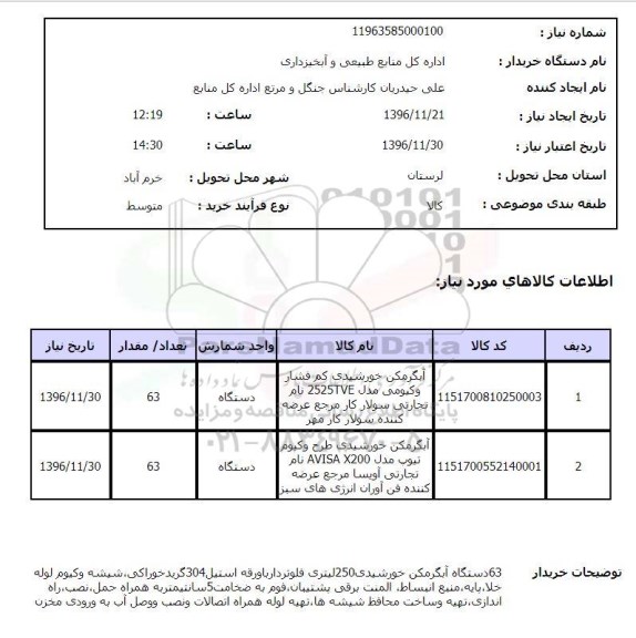 استعلام, استعلام آبگرمکن خورشیدی کم فشار...