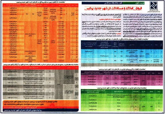 مزایده,مزایده فروش املاک و مستغلات شهر جدید پردیس 