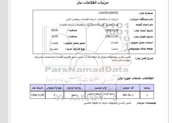 استعلام,استعلام فنس کشی و محوطه سازی دو حلقه چاه آب شرب ...