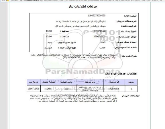 استعلام,استعلام بهای تهیه نصب نگهداری پشتیبانی