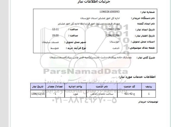 استعلام , استعلام بهسازی جاده