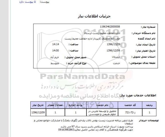 استعلام, استعلام ​تحقیق و توسعه تجربی در علوم طبیعی و مهندسی