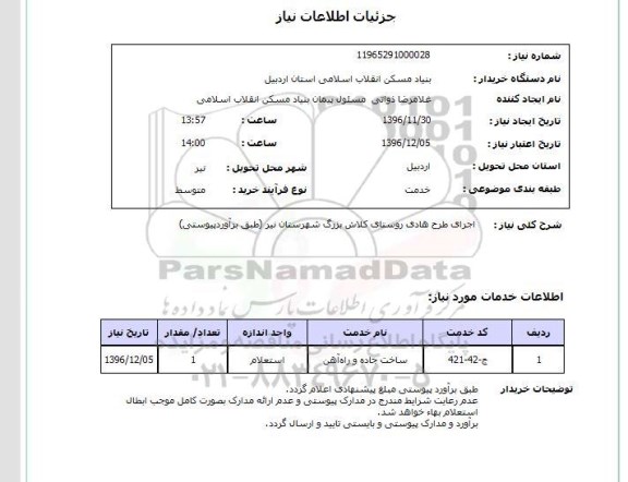 استعلام, استعلام اجرای طرح هادی روستا...