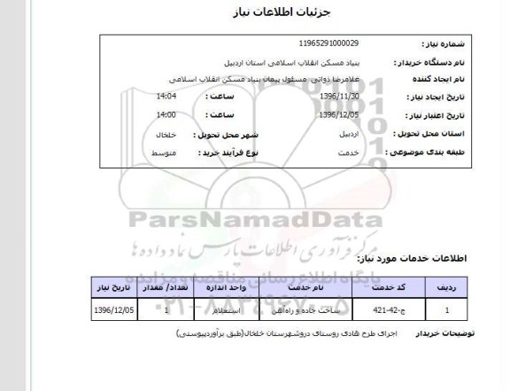 استعلام, استعلام ساخت جاده و راه آهن