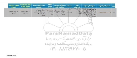 فراخوان عملیات اجرای عملیات زیرسازی