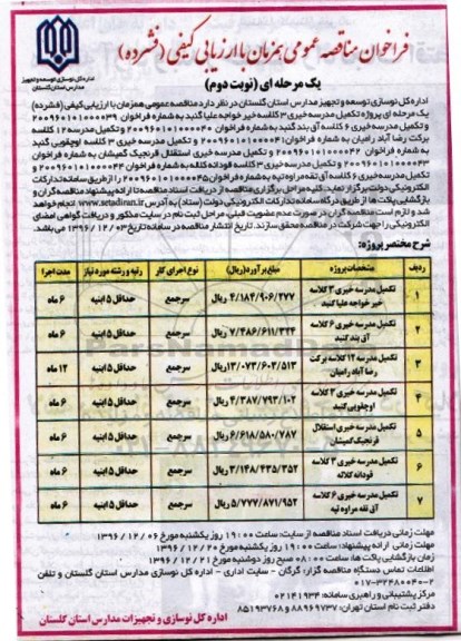 مناقصه ,مناقصه تکمیل مدرسه - نوبت دوم 