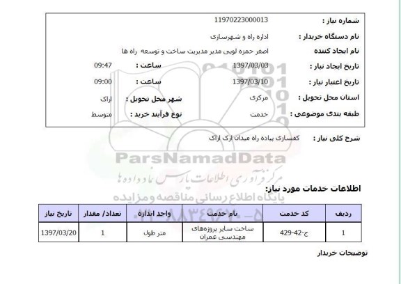 استعلام,استعلام  کفسازی پیاده راه میدان