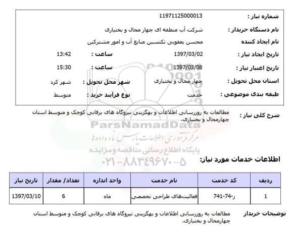 استعلام مطالعات به روزرسانی اطلاعات و بهگزینی نیروگاه های برقابی کوچک