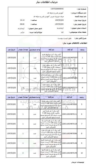 استعلام,استعلام کلید برق