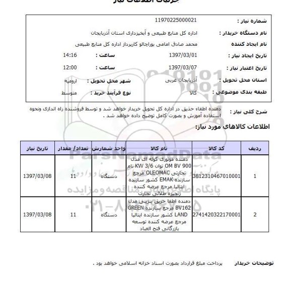 استعلام, دمنده اطفا حریق