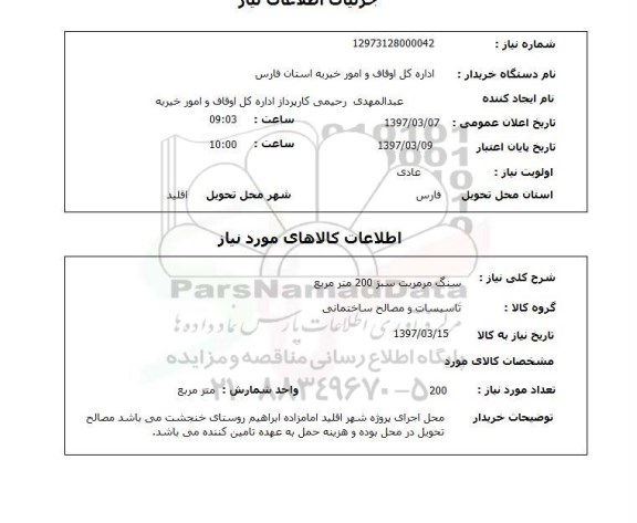 استعلام , استعلام سنگ مرمریت سبز 